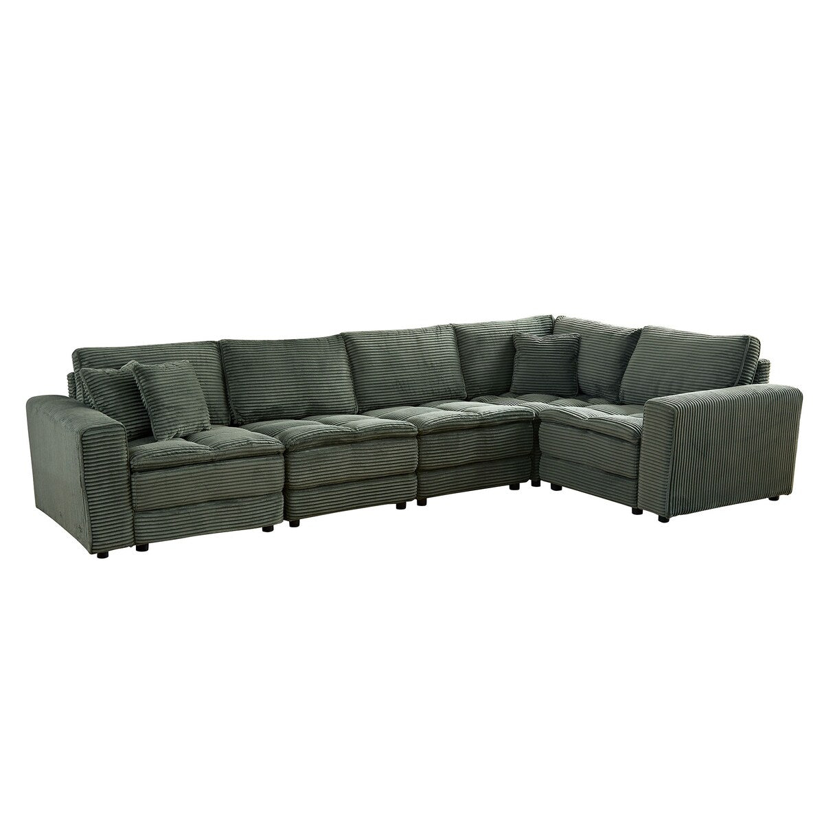 5 Seats Oversized Sectional Sofa L Shaped Corner Couch Corduroy Upholstery Convertible Sleeper Sofa&Couch, Yellow