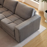 5 Seats Oversized Sectional Sofa L Shaped Corner Couch Corduroy Upholstery Convertible Sleeper Sofa&Couch, Yellow
