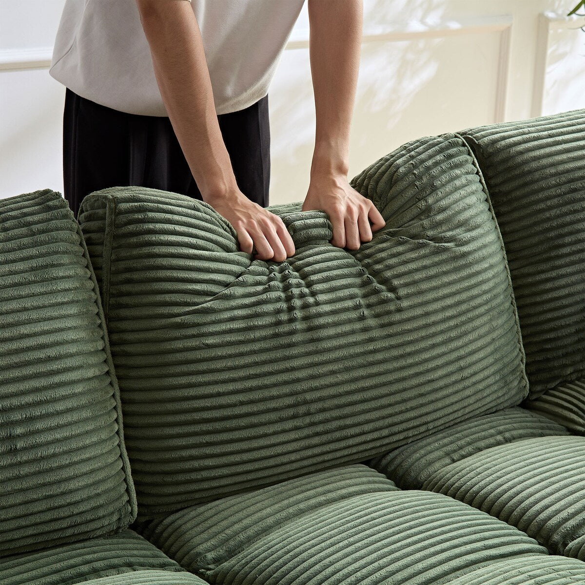 5 Seats Oversized Sectional Sofa L Shaped Corner Couch Corduroy Upholstery Convertible Sleeper Sofa&Couch, Yellow