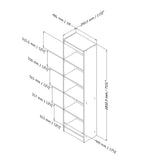 5-Shelf Narrow Bookcase Black Finish