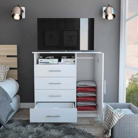 5-Shelf Wall Mounted Shoe Cabinet with Mirror Door