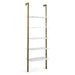 5-Shelf Wood Ladder Bookcase with Metal Frame