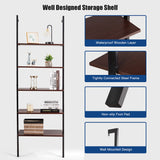 5-Shelf Wood Ladder Bookcase with Metal Frame