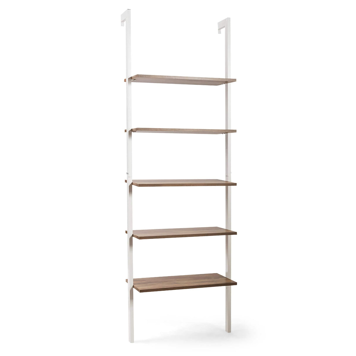 5-Shelf Wood Ladder Bookcase with Metal Frame