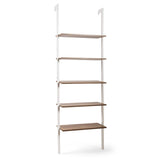 5-Shelf Wood Ladder Bookcase with Metal Frame