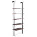 5-Shelf Wood Ladder Bookcase with Metal Frame