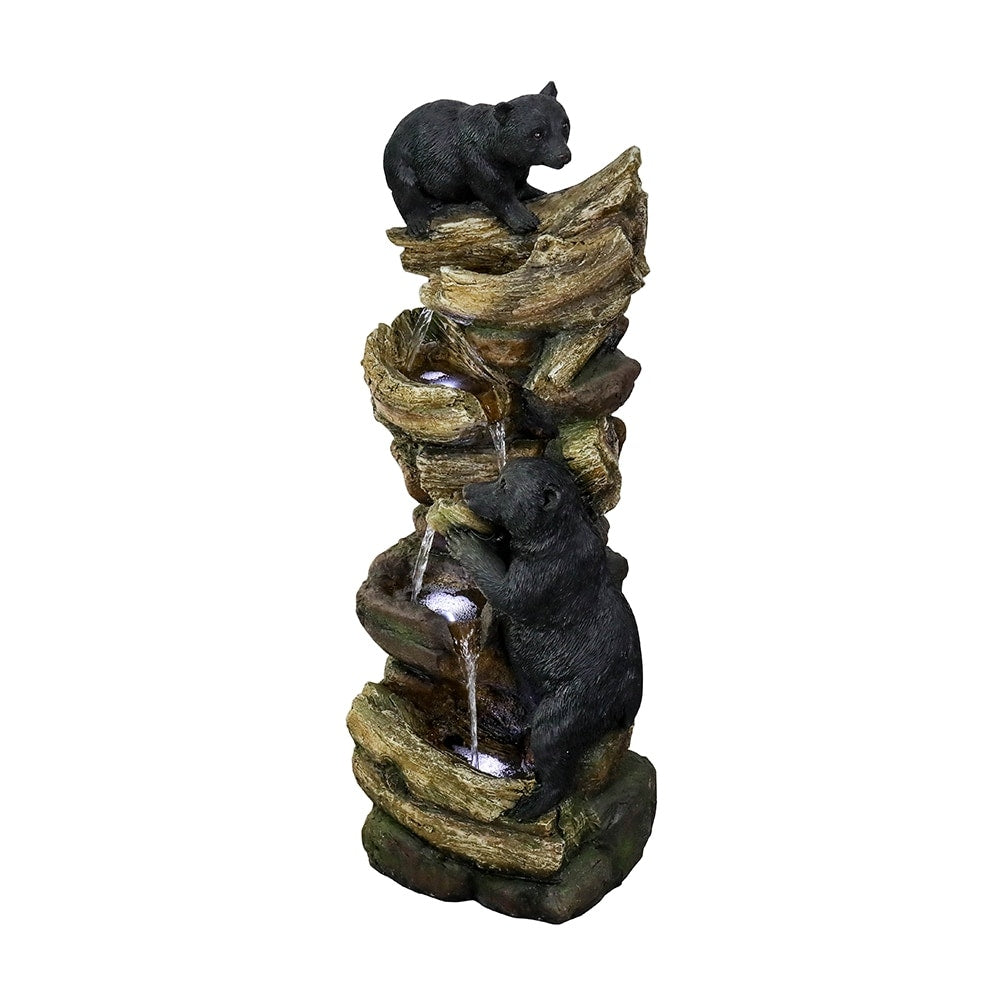 5 Tier Animal Water Fountain for Outdoor Garden Porch Yard, Bears Waterfall Fountain - N/A