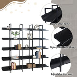 5 Tier Bookcase Home Office Open Bookshelf, Modern Industrial Style Shelf with Metal Frame, MDF Board