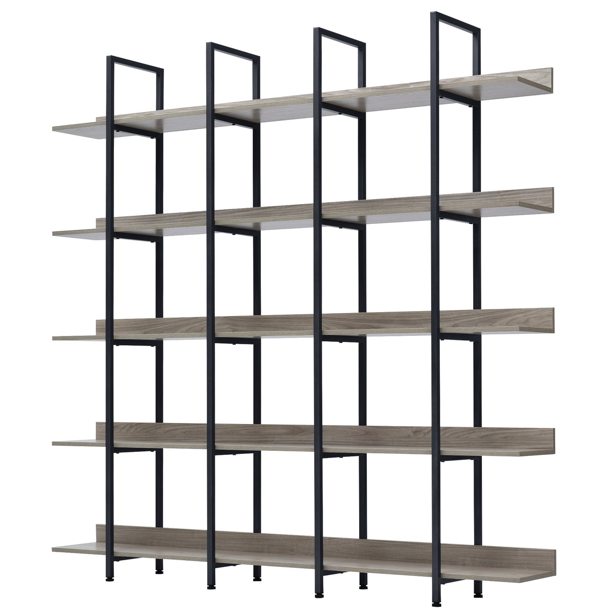 5 Tier Bookcase Home Office Open Bookshelf, Modern Industrial Style Shelf with Metal Frame, MDF Board