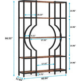Bookshelf 5 Shelf Industrial Tall Bookcase for Living Room, Home Office