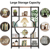Bookshelf 5 Shelf Industrial Tall Bookcase for Living Room, Home Office