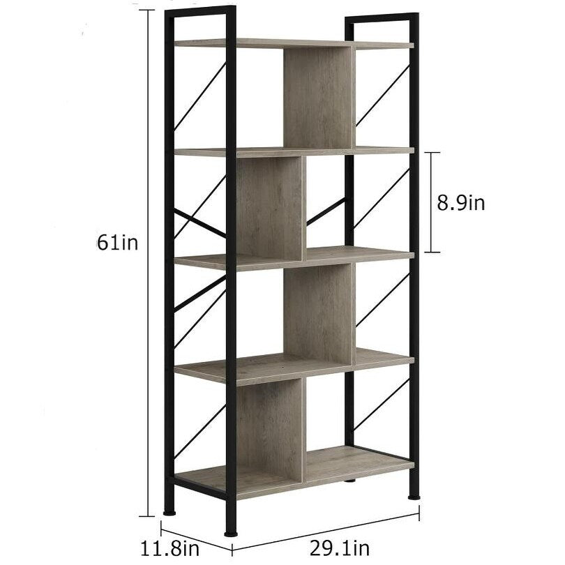 5 Tier Bookshelf with Storage,Book Shelf for Living Room