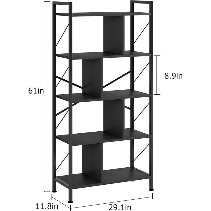 5 Tier Bookshelf with Storage,Book Shelf for Living Room