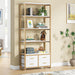 5-Tier Bookshelf, 70.9" Wooden Bookcase with 4 Storage Drawers