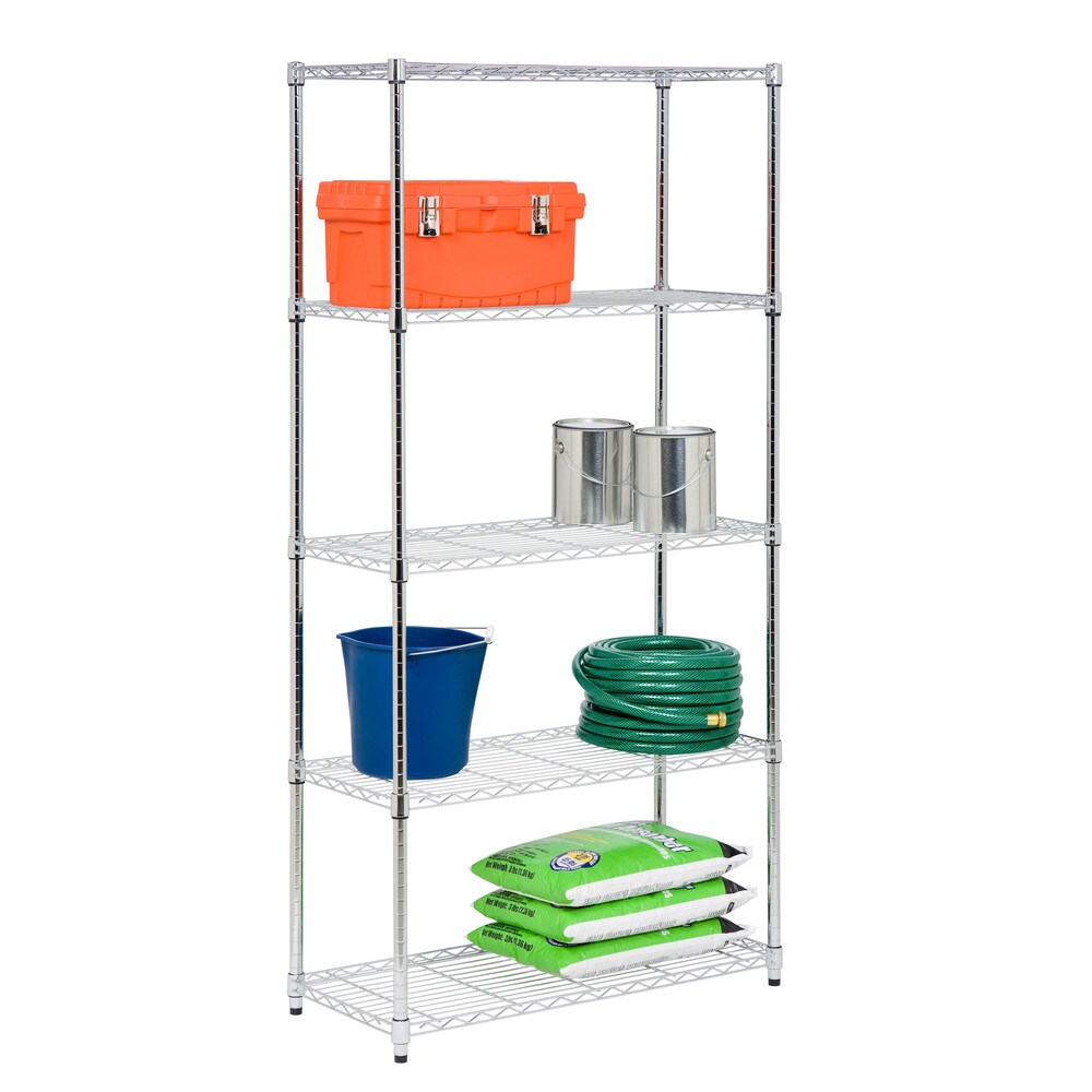 Honey-Can-Do 5-Tier Steel Urban Adjustable Storage Shelving Unit - Chrome