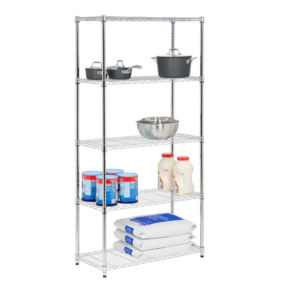Honey-Can-Do 5-Tier Steel Urban Adjustable Storage Shelving Unit - Chrome