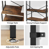 5-Tier Corner Bookshelf, 67" Tall Large Industrial L-Shaped Bookcase Open Shelves Display Organizer