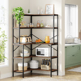 5-Tier Corner Bookshelf, 67" Tall Large Industrial L-Shaped Bookcase Open Shelves Display Organizer