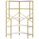 5-Tier Corner Bookshelf, 67" Tall Large Industrial L-Shaped Bookcase Open Shelves Display Organizer