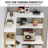 5-Tier Corner Bookshelf, 67" Tall Large Industrial L-Shaped Bookcase Open Shelves Display Organizer