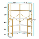 5-Tier Corner Bookshelf, 67" Tall Large Industrial L-Shaped Bookcase Open Shelves Display Organizer