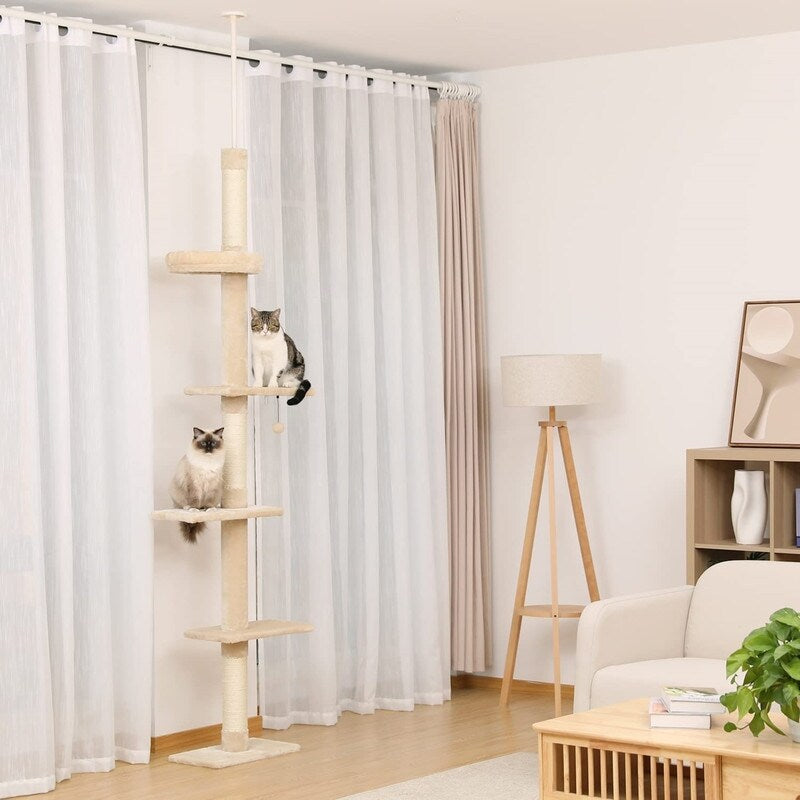 5-Tier Floor to Ceiling Cat Tree Height(95-107 Inches) Adjustable