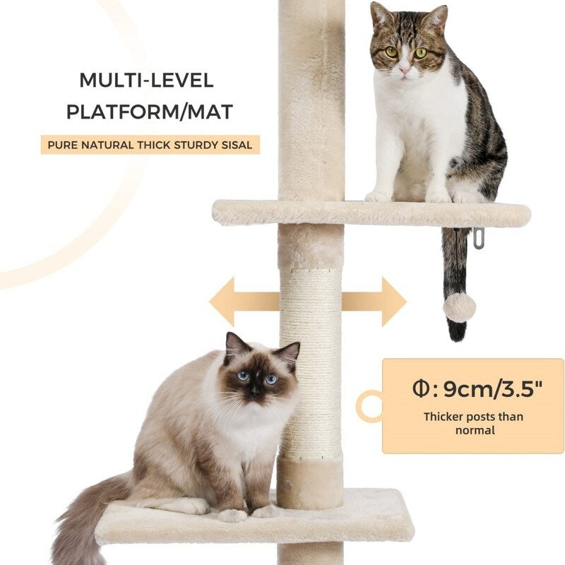 5-Tier Floor to Ceiling Cat Tree Height(95-107 Inches) Adjustable
