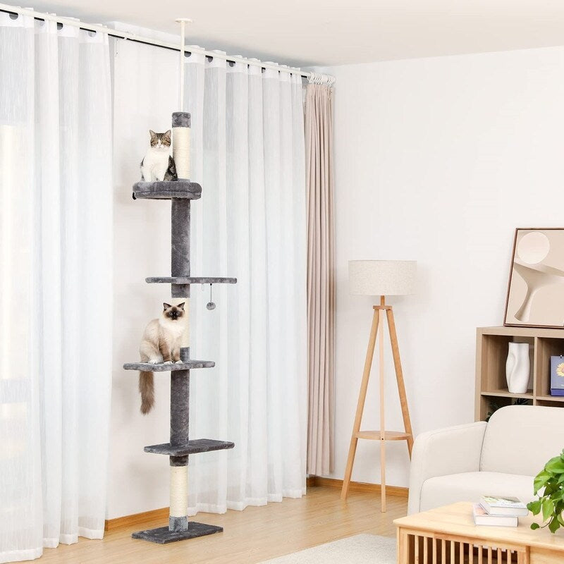 5-Tier Floor to Ceiling Cat Tree Height(95-107 Inches) Adjustable