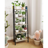 5-Tier Ladder Shelf, Wide Bookshelf Bookcase, Freestanding Corner Storage Shelve with 2 Hooks