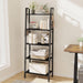 5-Tier Ladder Shelf, Wide Bookshelf Bookcase, Freestanding Corner Storage Shelve with 2 Hooks