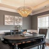 5-Tier Metal Frames Rattan Chandelier Brown Pendant Light / No Bulbs