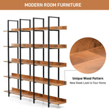 5 Tier Shelf Storage Home Office Open Bookshelf with Metal and MDF Board