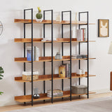 5 Tier Shelf Storage Home Office Open Bookshelf with Metal and MDF Board