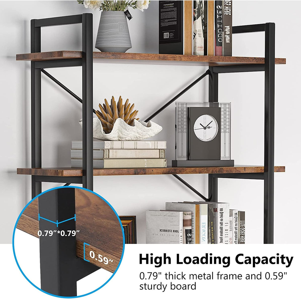 5 Tier Shelf Unit Bookshelf Bookcase for Living Room, Study, Home Office