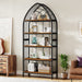 5-Tier Tall Bookshelf, 74.8-Inch Bookshelf, Industrial Curved Freestanding Display Shelf