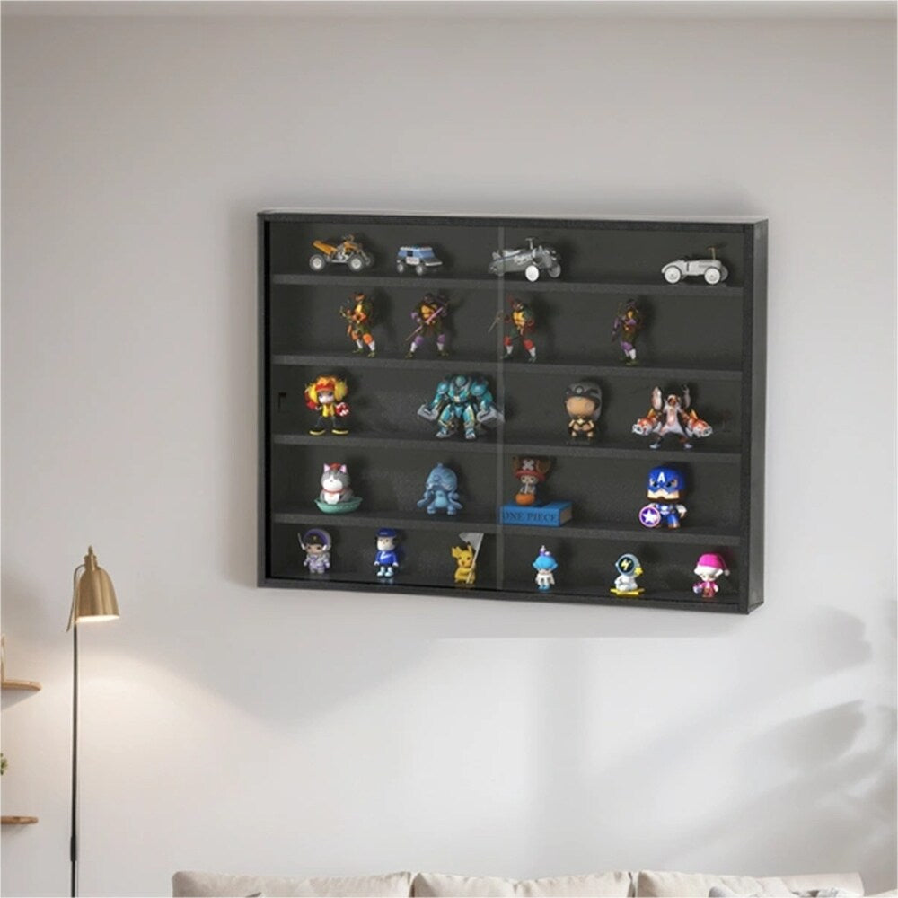 5-Tier Wall-Mounted Glass Display Cabinet with Adjustable Shelves