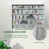 5-Tier Wall-Mounted Glass Display Cabinet with Adjustable Shelves