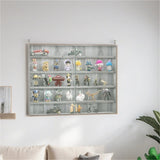 5-Tier Wall-Mounted Glass Display Cabinet with Adjustable Shelves