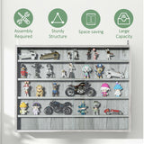 5-Tier Wall-Mounted Glass Display Cabinet with Adjustable Shelves