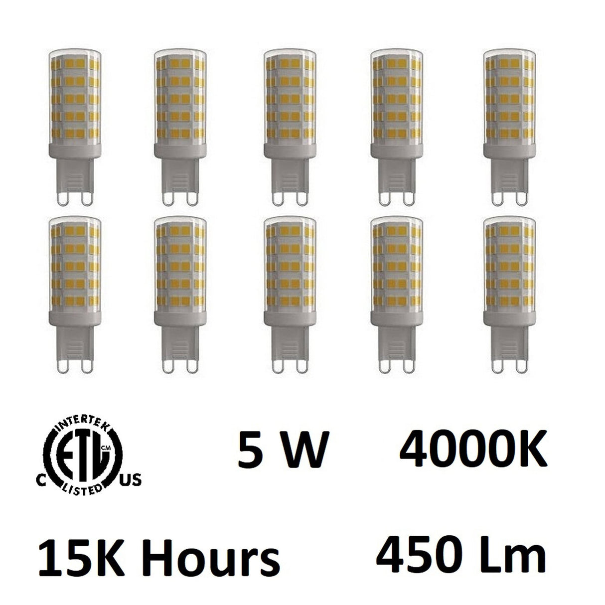 5 Watt G9 LED Bulb 4000K (Set of 10) - White