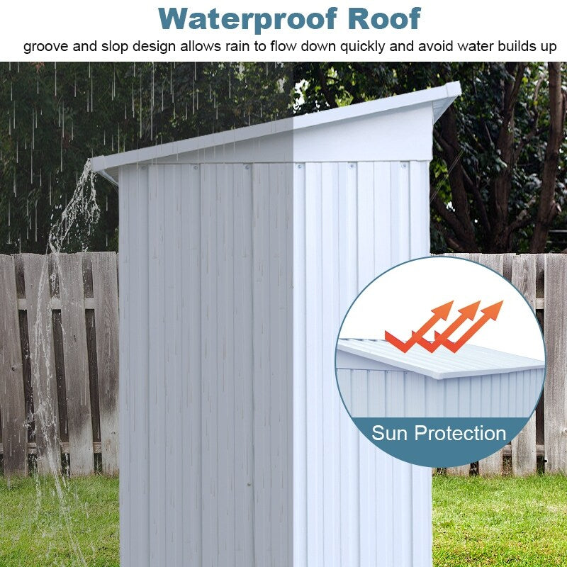 5 X 3 Ft Outdoor Storage Shed, Galvanized Metal Garden Shed With Lockable Doors, Tool Storage Shed For Patio Lawn Backyard
