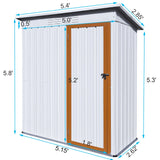 5 X 3 Ft Outdoor Storage Shed, Galvanized Metal Garden Shed With Lockable Doors, Tool Storage Shed For Patio Lawn Backyard