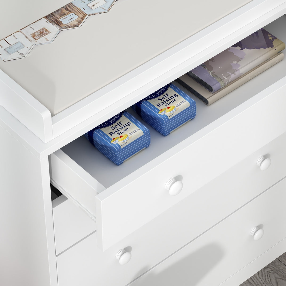 5-drawer Dresser Changing Table Large Dresser Chest 2-Shelves Cabinet