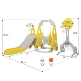 5 in 1 Slide with Swing, Basketball Hoops,Football Gate and Ringtoss