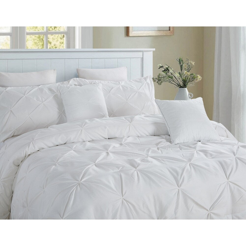 5 piece Pintuck King Comforter set, Ivory