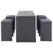 5-piece Rattan Outdoor Patio Furniture Set Bar Dining Table Set with 4 Stools