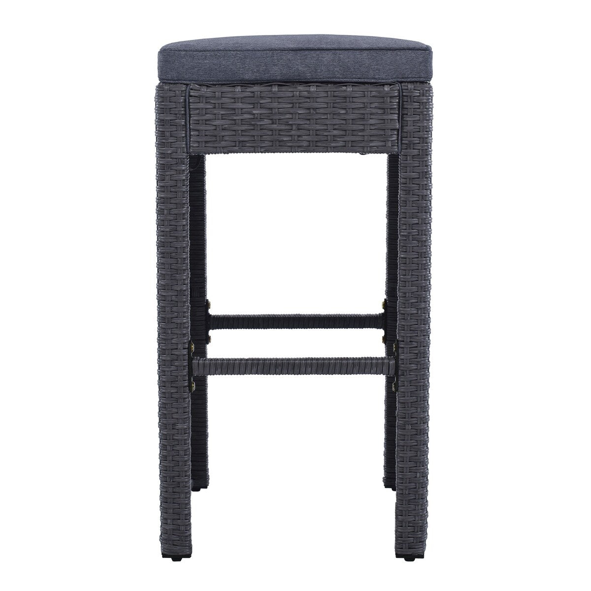 5-piece Rattan Outdoor Patio Furniture Set Bar Dining Table Set with 4 Stools