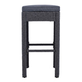 5-piece Rattan Outdoor Patio Furniture Set Bar Dining Table Set with 4 Stools