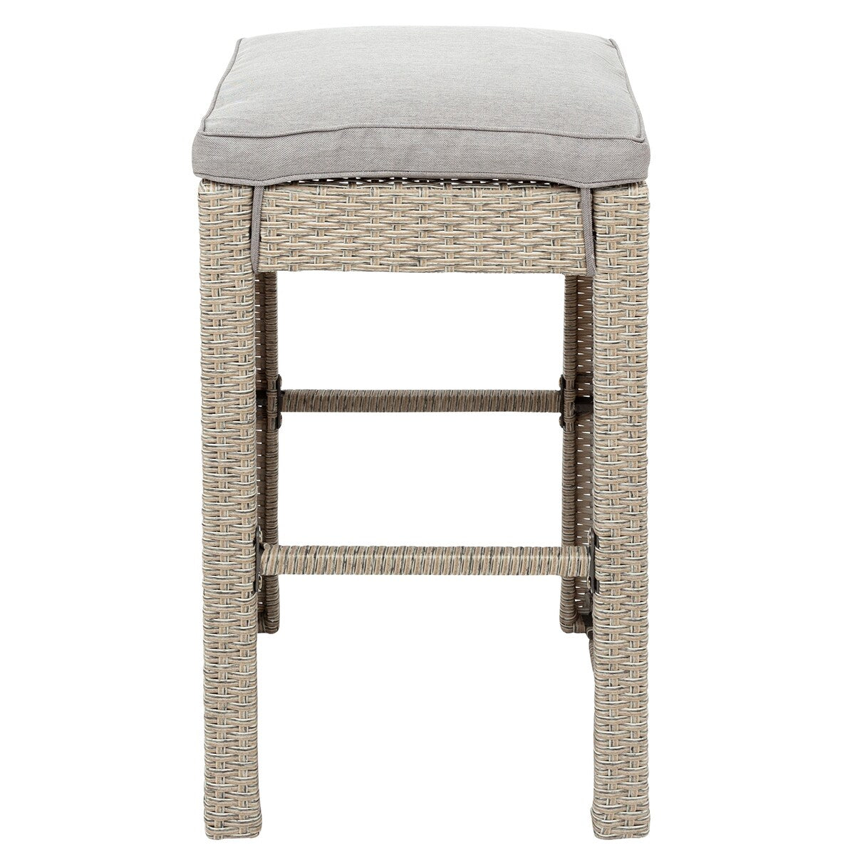 5-piece Rattan Outdoor Patio Furniture Set Bar Dining Table Set with 4 Stools