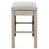 5-piece Rattan Outdoor Patio Furniture Set Bar Dining Table Set with 4 Stools